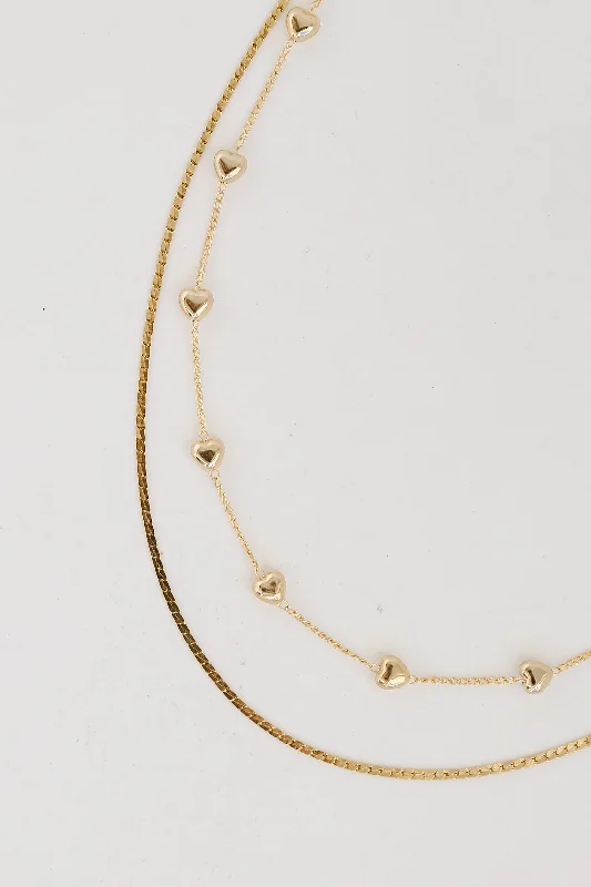 Limited-Time Jewelry Sale – Elegant Styles At Less FINAL SALE - Aria Gold Heart Layered Chain Necklace