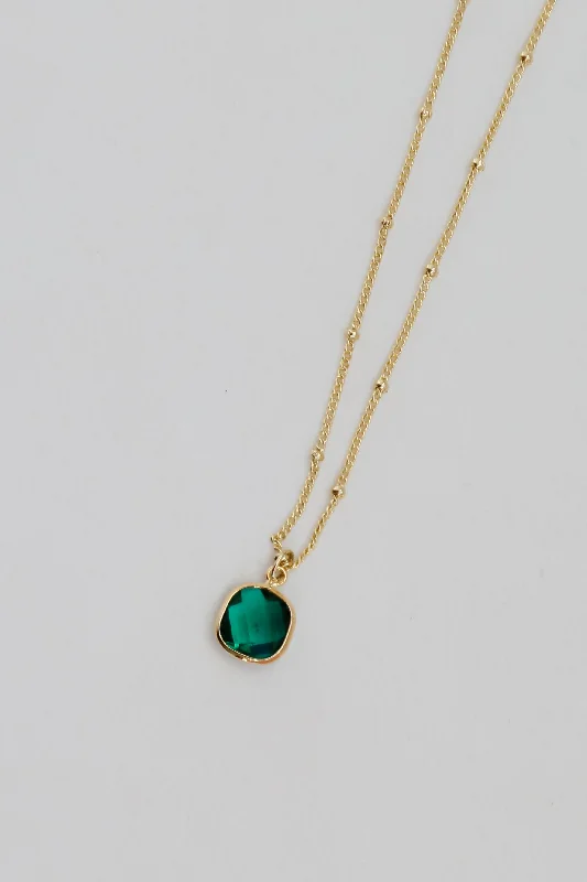 FINAL SALE - Cara Gold Emerald Charm Necklace