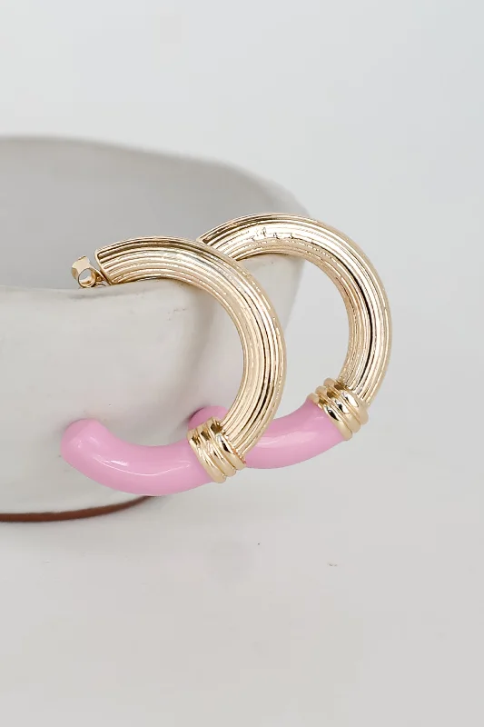 Premium Jewelry Now Available At Special Discounts FINAL SALE - Erin Light Pink Hoop Earrings