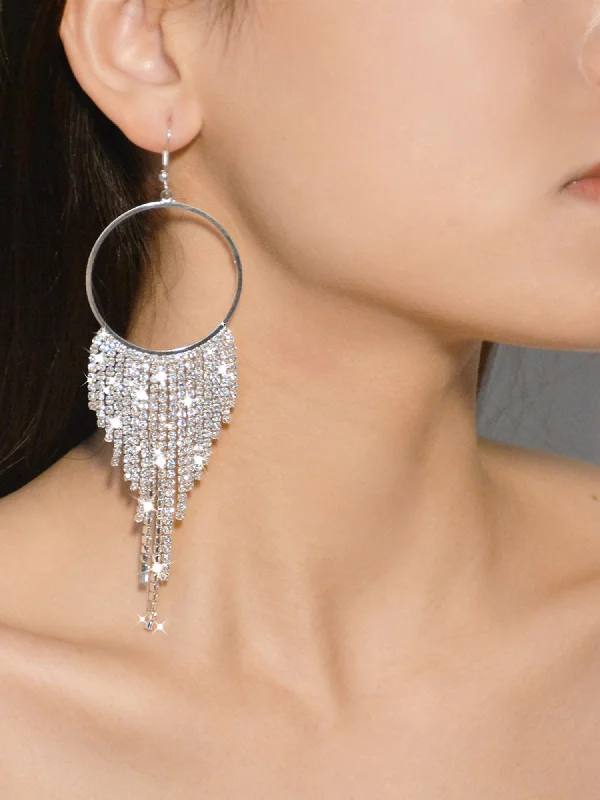 Trending Jewelry Styles Now At Limited-Time Discounts Exaggerated Water Drill Tassel Earrings