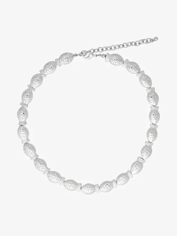 Don't Miss Our Biggest Jewelry Sale Of The Season Fishes Necklace - Silver