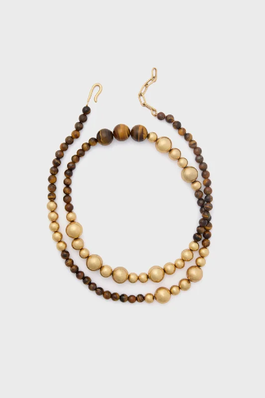 Gold and Tiger's Eye Beaded Necklace