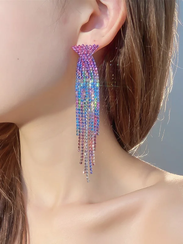 Affordable Luxury Jewelry For Every Occasion Half-round Rhinestone Tassel Earrings