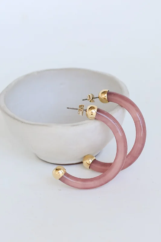 FINAL SALE - Indie Mauve Acrylic Hoop Earrings