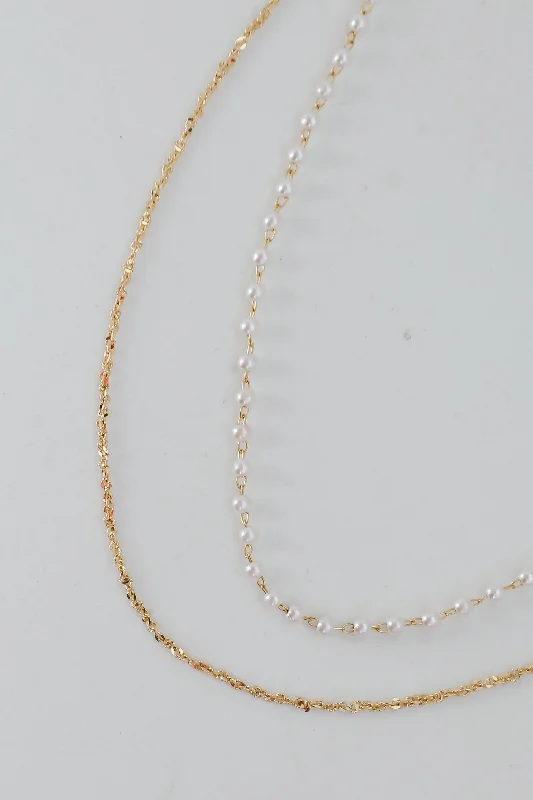 Clearance Sale On High-End Jewelry Collections FINAL SALE - Kelsey Gold Pearl Layered Chain Necklace