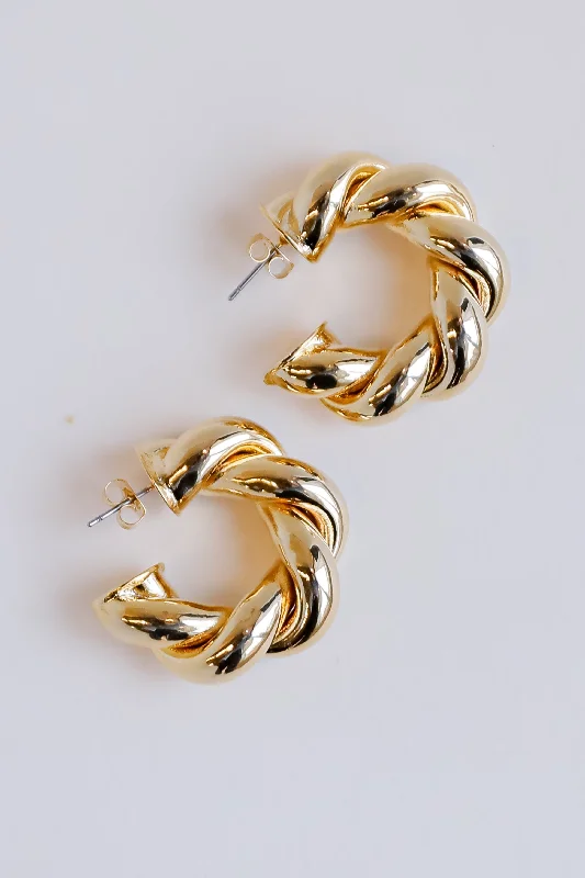 Versatile Layering Jewelry For Effortless Chic Lilly Gold Twisted Hoop Earrings