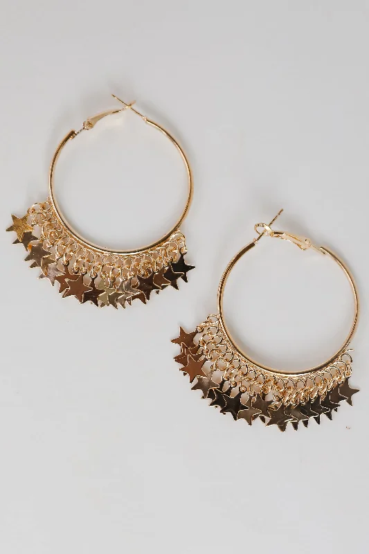 Flash Sale On Exquisite Jewelry – Don't Miss Out Maddy Gold Star Charm Hoop Earrings