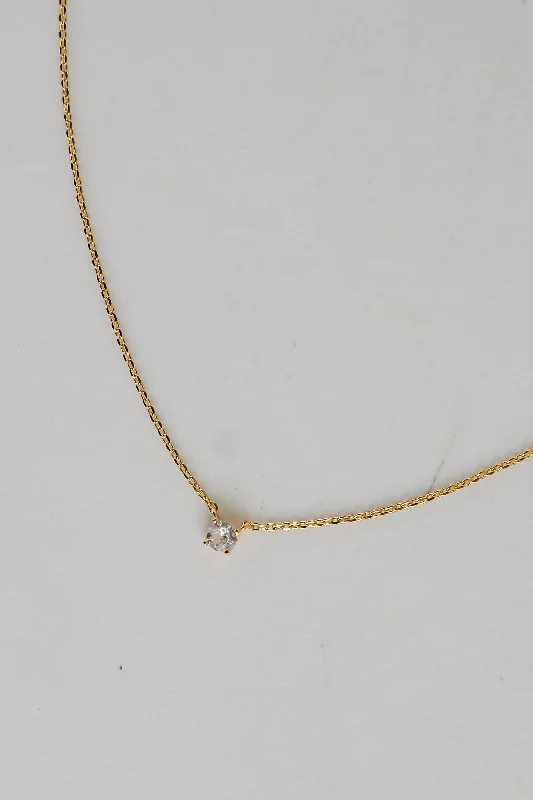 Maria Gold Rhinestone Charm Necklace