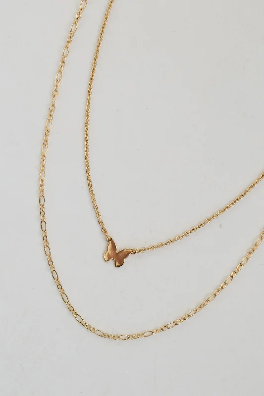 Exclusive Jewelry Offers – Sparkle For Less Mary Gold Butterfly Layered Necklace