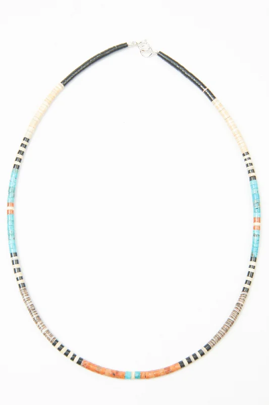 Multicolor Heishi Necklace by Gerard & Mary Calabaza - Brown: Baby Olive Shell - Mediterranean Sea