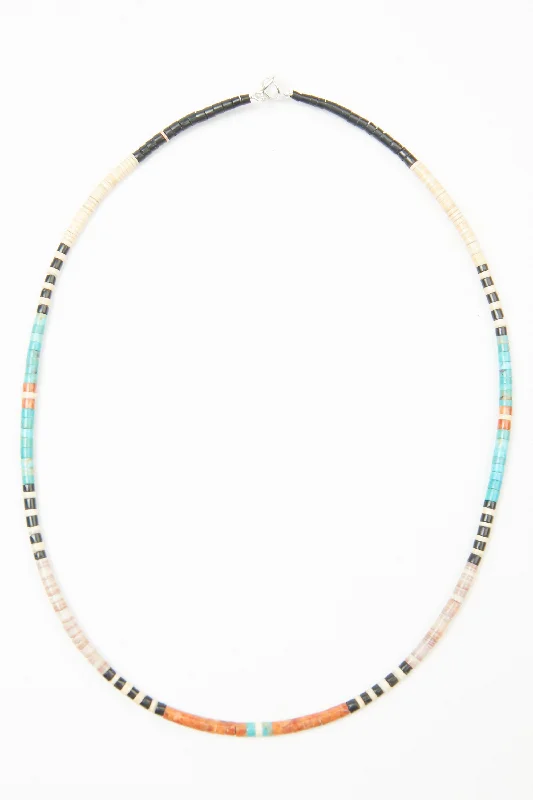 Make Your Outfit Shine With Discounted Jewelry Multicolor Heishi Necklace by Gerard & Mary Calabaza - Pink: Mussel Shell - West Coast