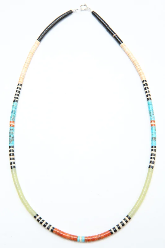 Flash Deals On Fine Jewelry – Shop Before It's Gone Multicolor Heishi Necklace by Gerard & Mary Calabaza - Yellow Clear Serpentine - Socorro, NM