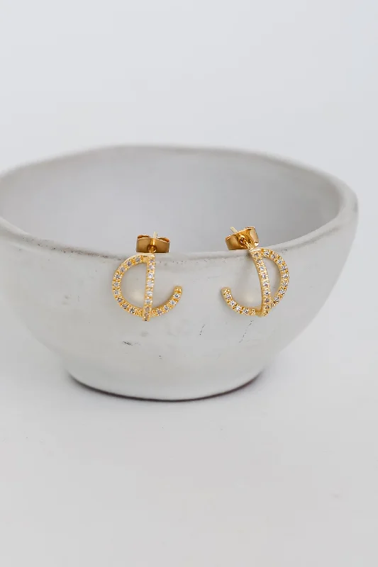 Shop Stylish Jewelry Now And Save Big Natalie Gold Rhinestone Mini Hoop Earrings