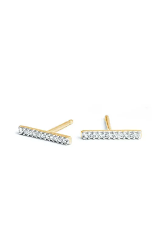 Pavé Bar Posts Yellow - Yellow Gold