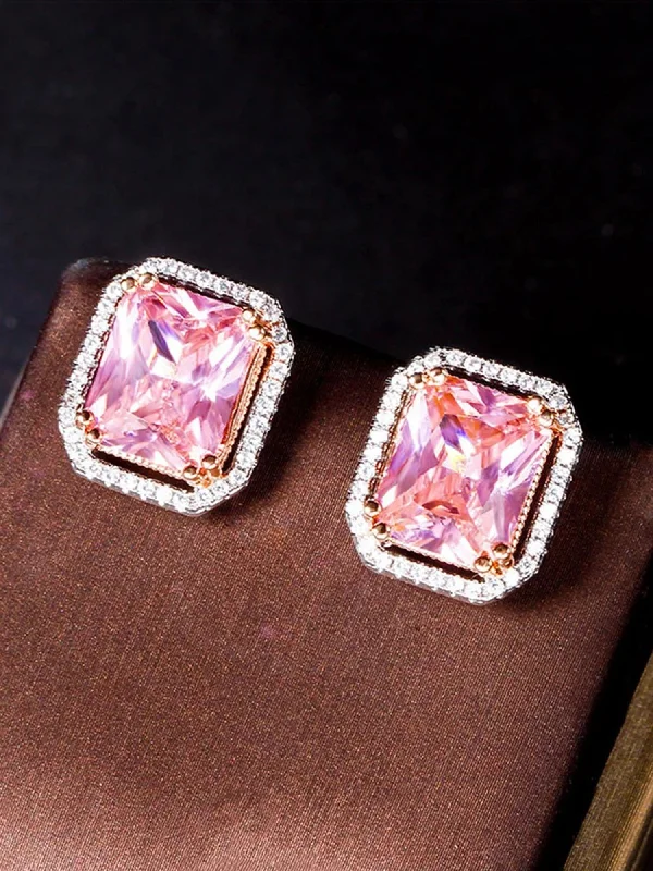 Stunning Jewelry At A Fraction Of The Price Pink Square Rose Gold Earrings