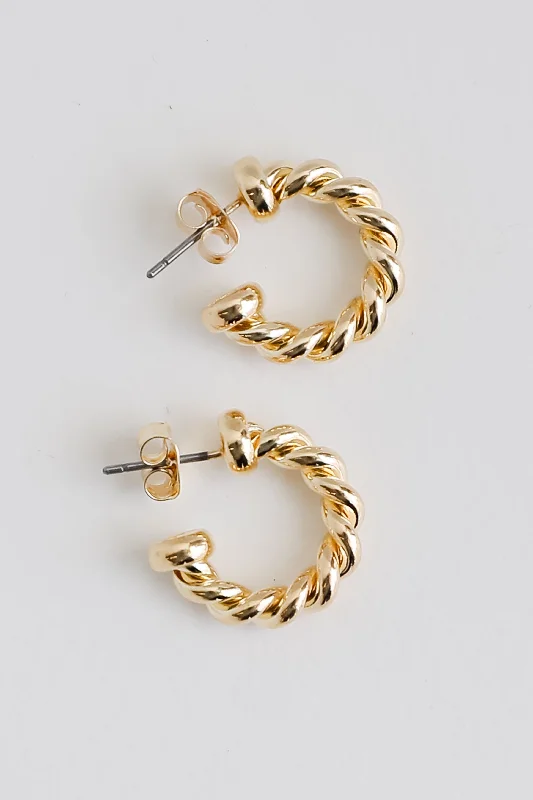 Seasonal Jewelry Deals – Elevate Your Style Presley Gold Twisted Mini Hoop Earrings