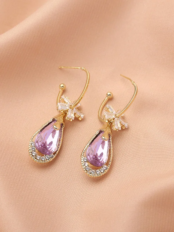 Timeless Beauty, Unbeatable Deals – Jewelry Sale On Purple Waterdrop-shaped Crystal Earrings