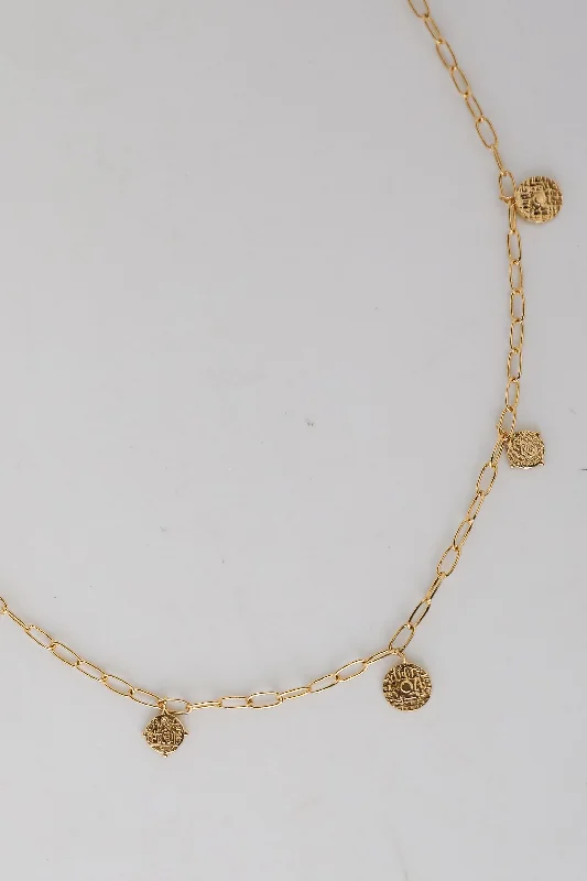 FINAL SALE - Rachel Gold Coin Charm Necklace