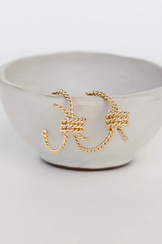 Last Chance To Grab Your Favorite Jewelry At A Discount Raven Gold Knot Hoop Earrings