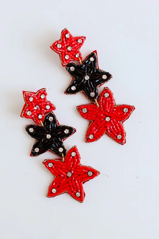 Unmissable Discounts On Timeless Jewelry Pieces Red + Black Beaded Star Drop Earrings