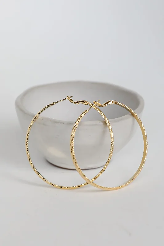 Upgrade Your Collection With Our Limited-Time Jewelry Sale Sara Gold Textured Hoop Earrings