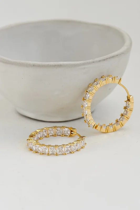 Glamorous Jewelry, Glamorous Deals – Shop Now FINAL SALE - Stella Gold Rhinestone Hoop Earrings