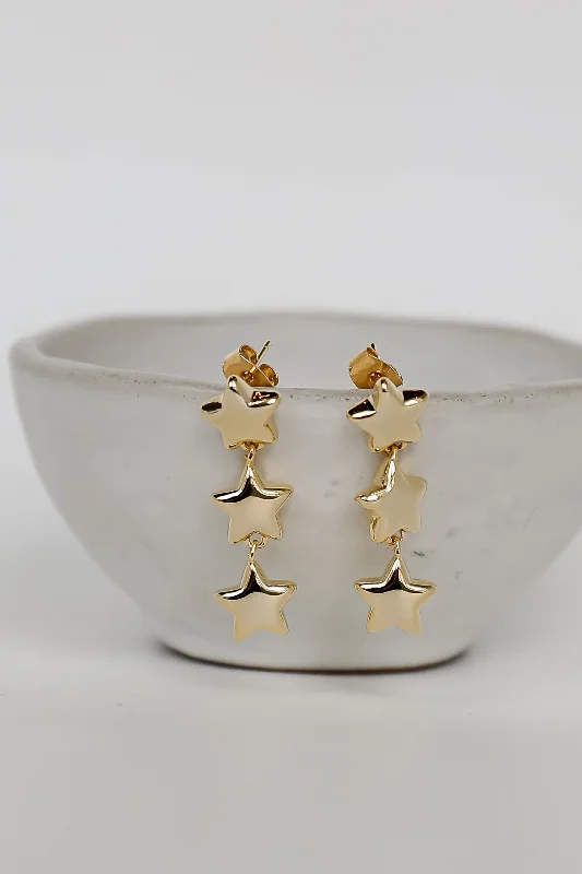 Tatum Gold Star Drop Earrings