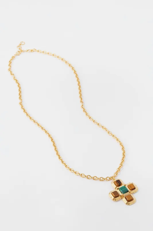 Jewelry Deals That Outshine The Rest Tiger's Eye and Malachite Clea Necklace