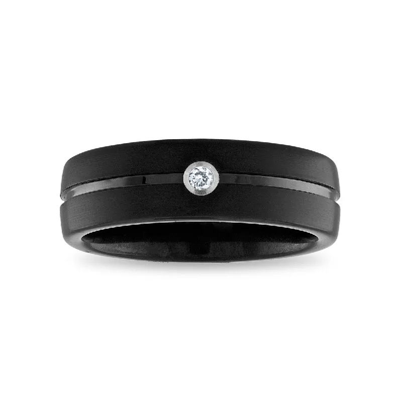 Final Call For Exquisite Jewelry At Reduced Rates 1/25 CTW Diamond Wedding Ring in Black Tungsten