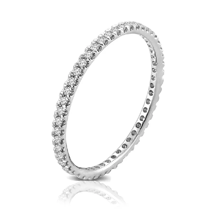 1.3mm Platinum U Shared Prong 1/4 Ctw Diamond Eternity Band