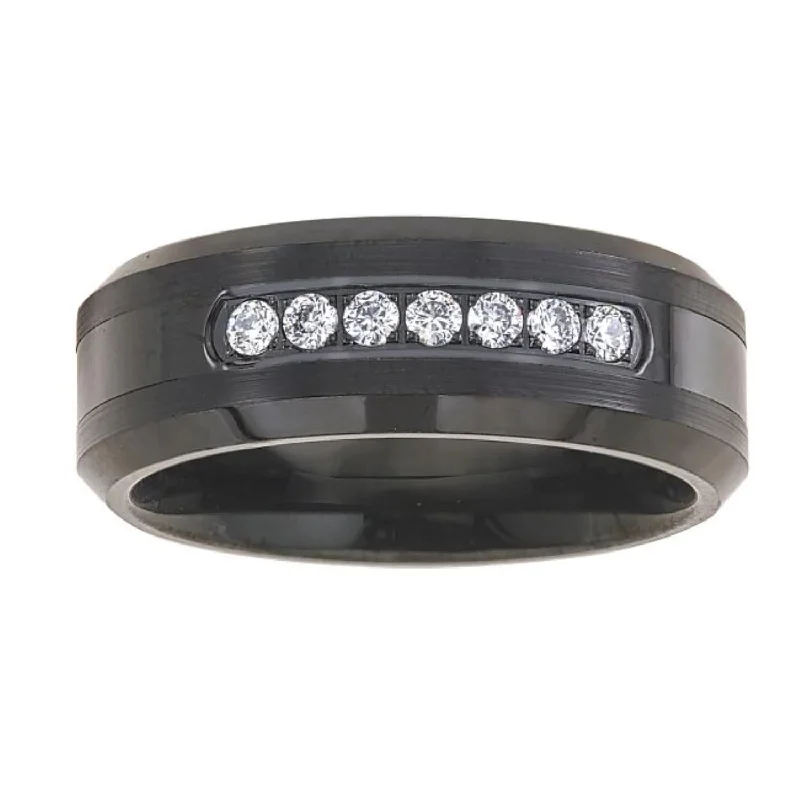 Your Dream Jewelry At Dream Prices 1/5 CTW Diamond Wedding Ring in Black Tungsten