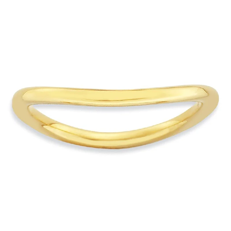 Don't Miss Out On Bestselling Jewelry At Special Prices 1.5mm Stackable 14K Yellow Gold Plated Silver Curved Smooth Band