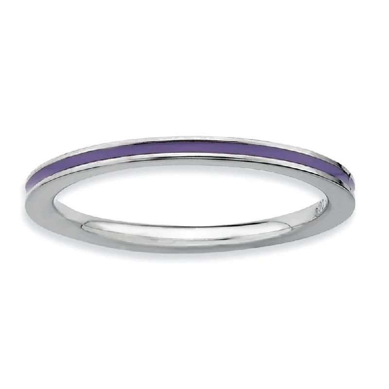 Accessorize For Less – Luxury Jewelry At Affordable Prices 1.5mm Sterling Silver Stackable Purple Enameled Band