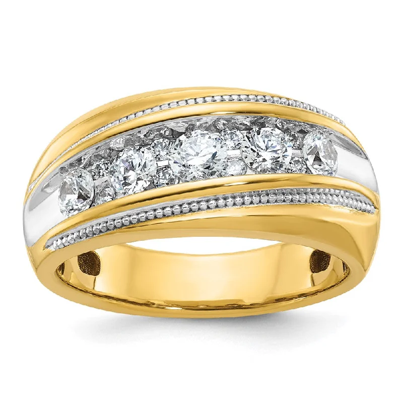 Flash Sale On Stunning Jewelry – Don't Miss Out 10.7mm 10K Yellow or White Gold 1 Ctw Diamond Milgrain Tapered Band