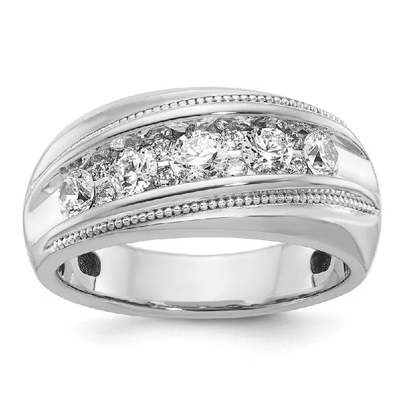 Limited-Time Jewelry Sale – Don't Miss These Deals 10.7mm 14K Yellow or White Gold 1 Ctw Diamond Milgrain Tapered Band