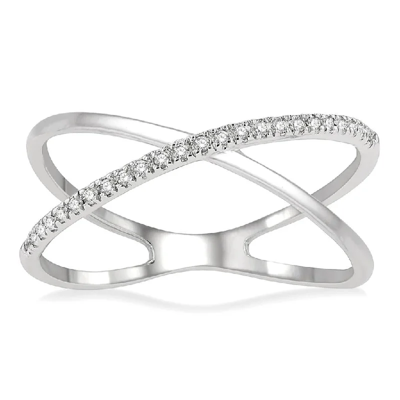 10K White Gold X Diamond Ring