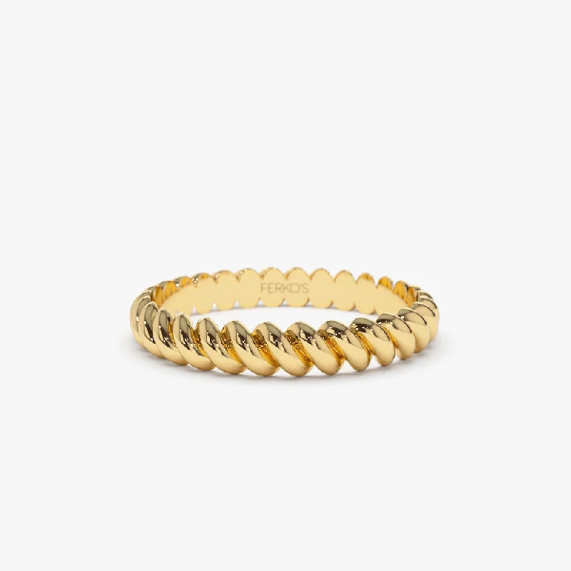 14K 3MM Twisted Rope Ring