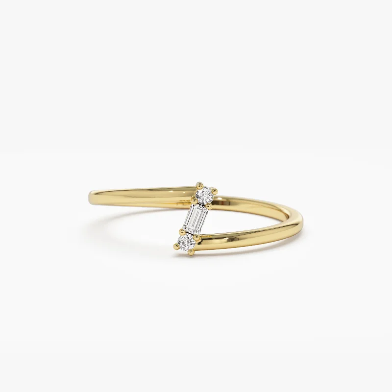 Timeless Elegance At Unbelievable Discounts 14k Dainty Diagonal Baguette Diamond Ring