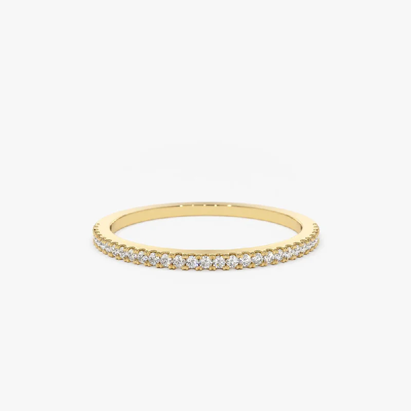 Huge Markdowns On Premium Jewelry Styles 14K Gold Half Eternity Micro Pave Diamond Ring