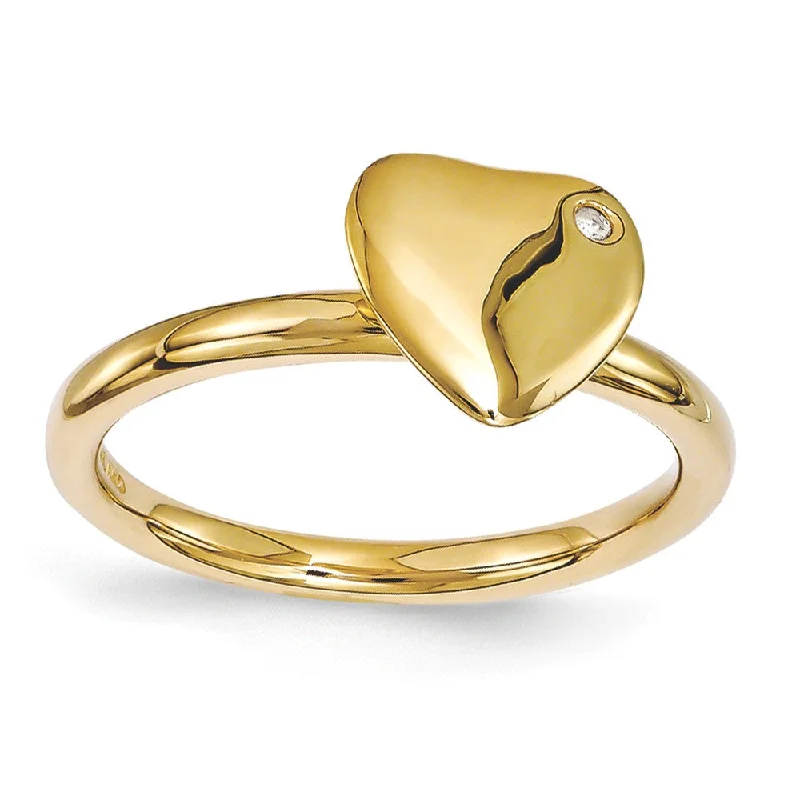 The Perfect Jewelry Piece At The Perfect Price 14k Gold Plated Sterling Silver 8mm Heart 1pt Diamond Stackable Ring