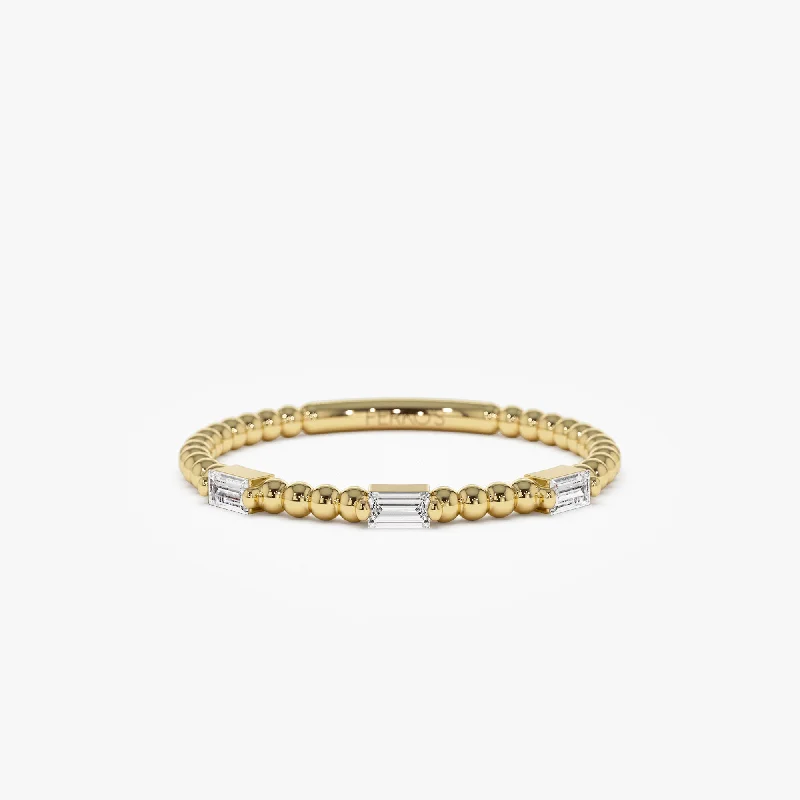 Huge Savings On Timeless Jewelry Collections 14K Minimalist Beaded Baguette Diamond Ring