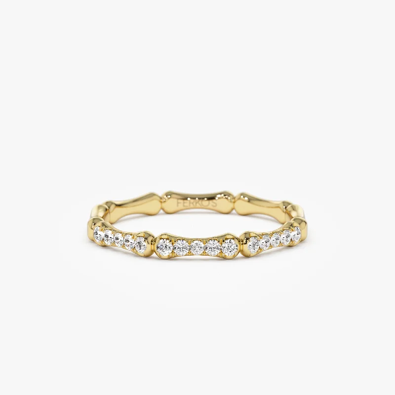 Grab Stylish Jewelry Before The Sale Ends 14k Pave Diamond Bamboo Ring