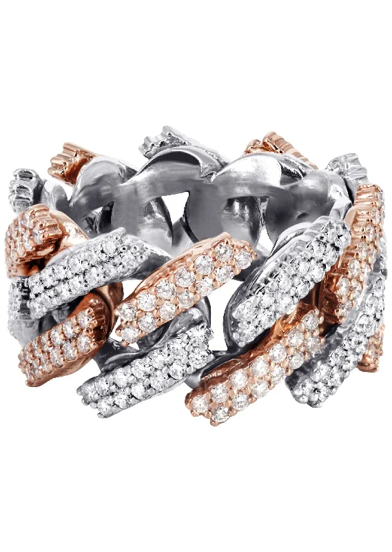 Elegant Necklaces And Bracelets At Limited-Time Offers 14K Rose And White Gold Diamond Cuban Link Ring | 4.00 Carats