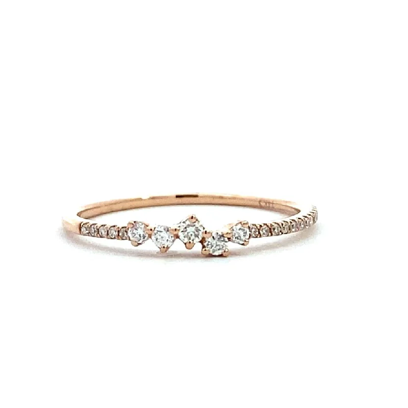 14K Rose Gold Diamond Cluster Band