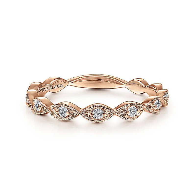 14K Rose Gold Diamond Stackable Ring