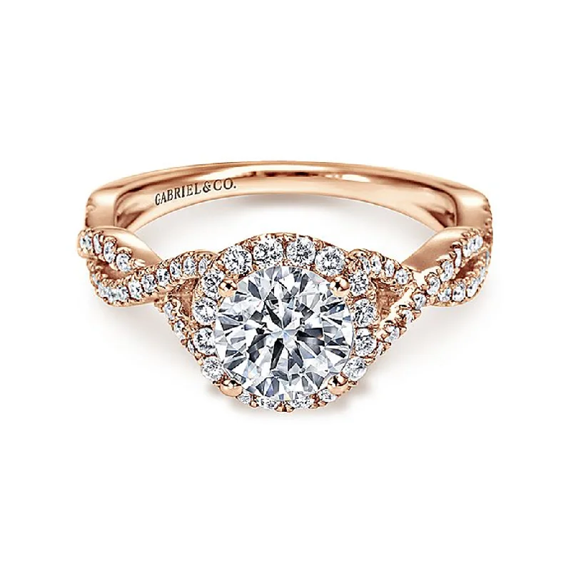 Dazzling Deals On Necklaces, Bracelets, And More 14K Rose Gold 'Marissa' Halo Round Diamond Engagement Ring