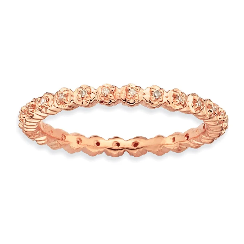 Dainty And Elegant Jewelry Now At Reduced Prices 14K Rose Gold Plated SS Stackable 1/15 Cttw HI/I3 Diamond 2.25mm Band