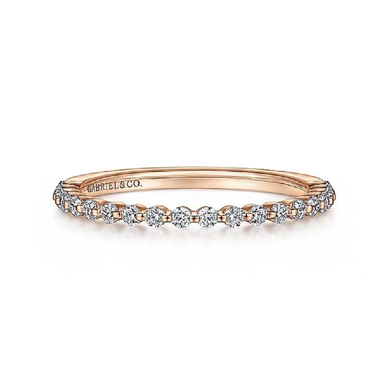 Personalized Jewelry At Special Discount Rates 14K Rose Gold Single Prong Diamond Half Anniversary Band