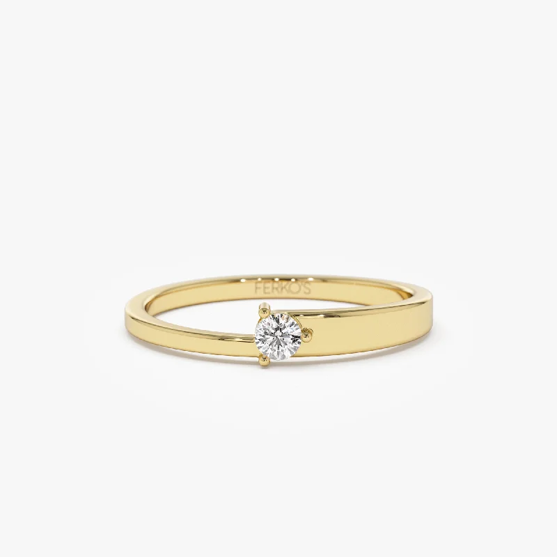 14k Round Solitaire Diamond Promise Ring