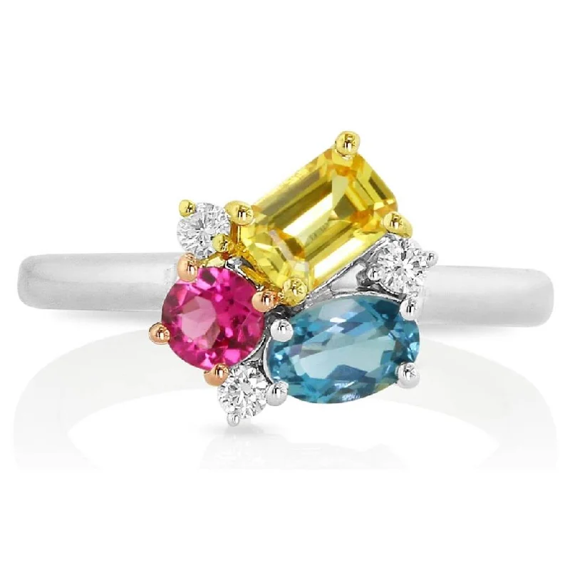 Shop Jewelry That Shines Without The High Price 14K Tri-Color 'Tesserae' Rainbow Rose Cluster Ring